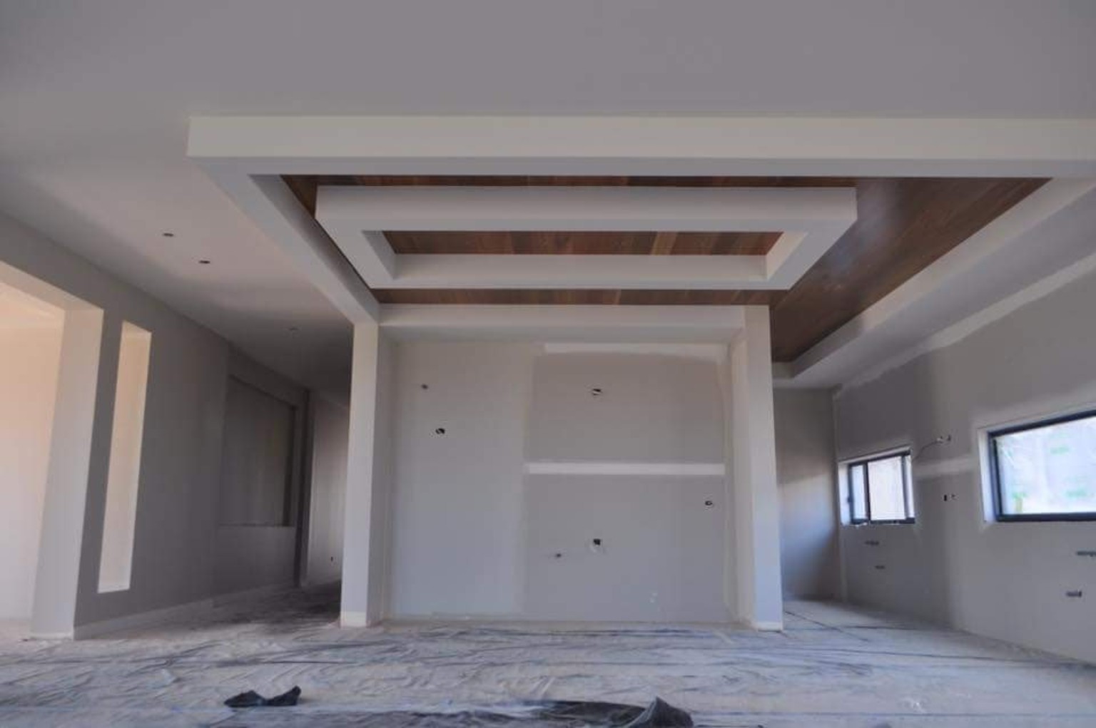 Architectural plaster ceiling completed by Sunshine State Interior Linings